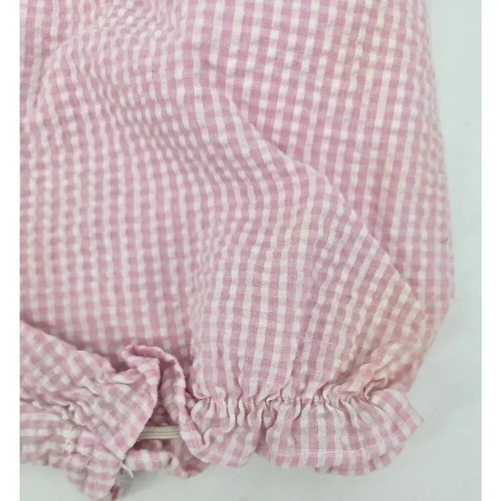 Vintage‎ Cottagecore Fairycore Tutti Frutti Pink Gingham Dress Bloomers Set